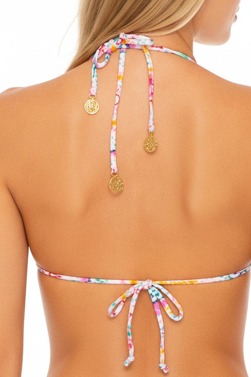 Luli Fama Caribbean Kisses Reversible Drawstring Bandeau Top