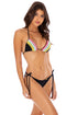 Luli Fama Night Lights POMPOM TRIM RUCHED BRAZILIAN TIE SIDE BOTTOM