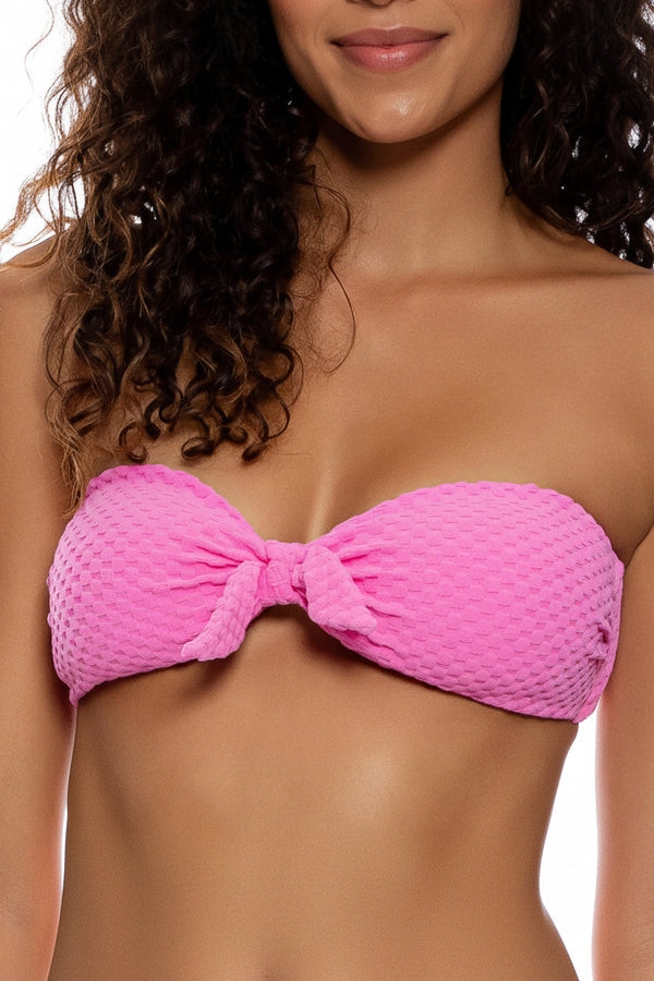 Luli Fama Beach Fuzz Knot Bow Bandeau Top