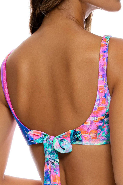 Luli Fama She's Electric Reversible Scoop Neck Drawstring Top
