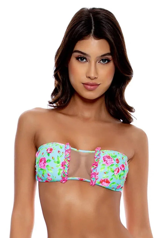 Luli Fama Ti Amo Ruffle Trim Bandeau Top