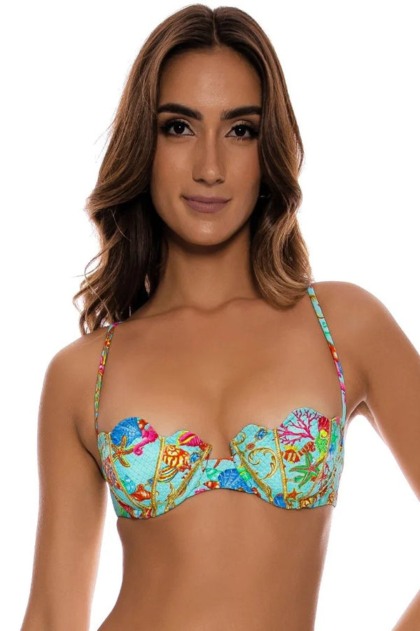 Luli Fama Il Mare Scalloped Balconette Top