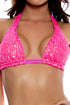 Luli Fama Chasing Stars Sequins Triangle Halter Top