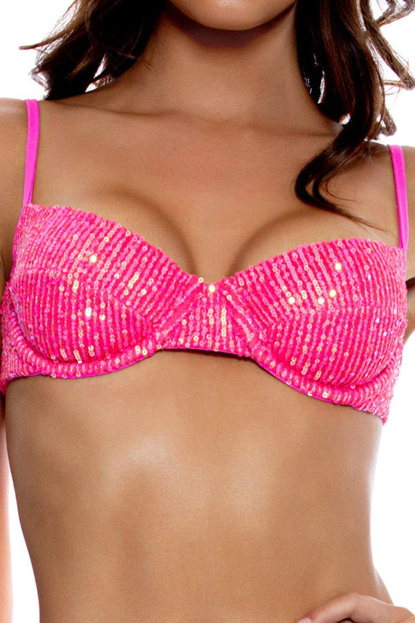 Luli Fama Chasing Stars Sequins Balconette Top