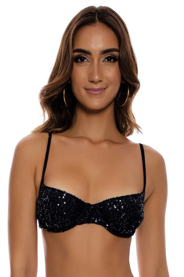 Luli Fama Chasing Stars Sequins Balconette Top