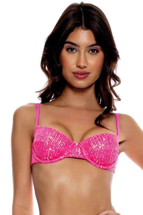 Luli Fama Chasing Stars Sequins Balconette Top