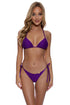 Luli Fama Purple Ocean Seamless Ruched Back Brazilian Tie Side Bottom