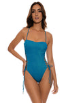 Luli Fama Tornasol Square Neck Lace Up One Piece