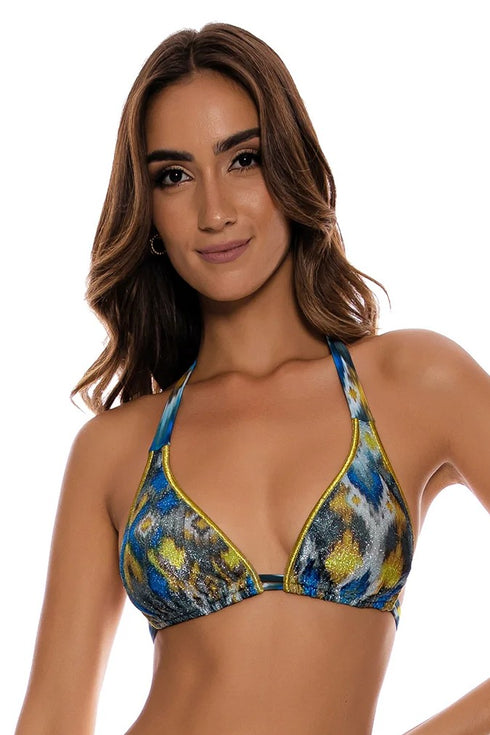 Luli Fama Moondust Luxe Stitch Triangle Halter Top