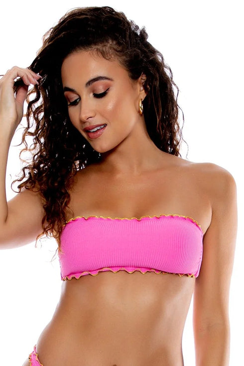 Luli Fama Luli Adore Wavy Luxe Stitch Free Form Bandeau Top