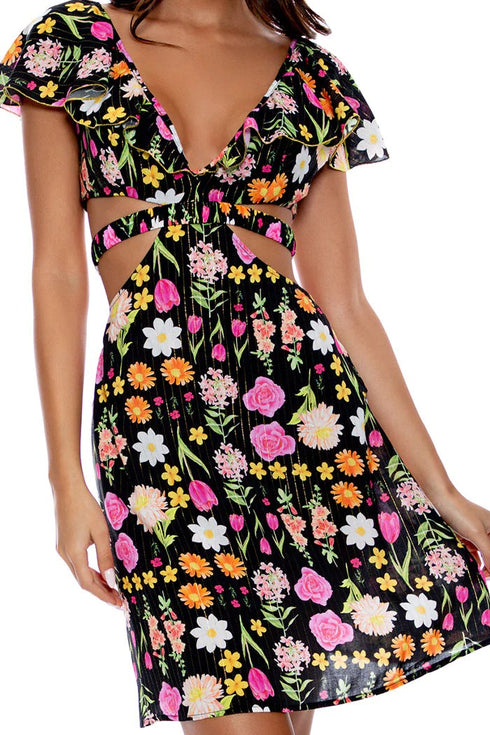 Luli Fama Luli'S Secret Garden Deep V Cut Out Dress