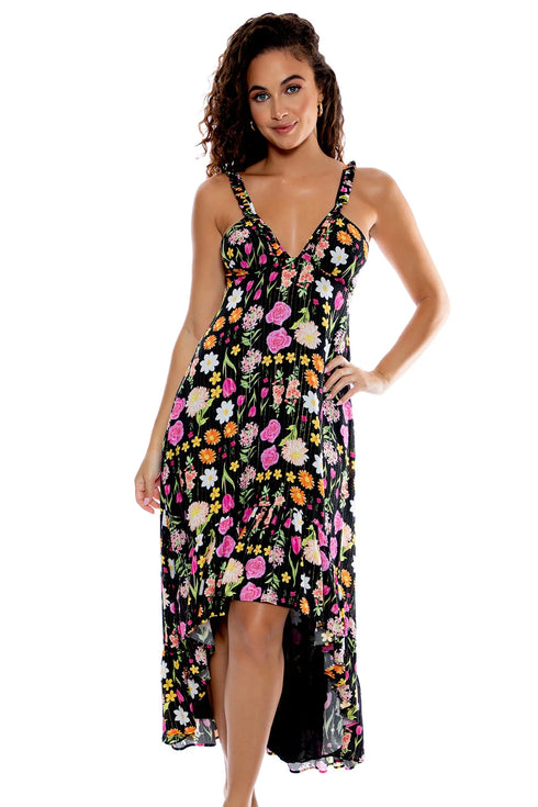 Luli Fama Luli'S Secret Garden Deep V High Low Dress