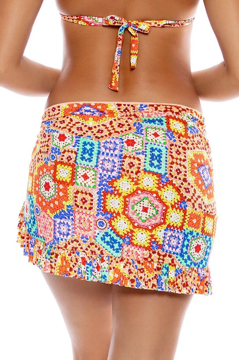 Luli Fama Retro Luli Ruffle Sarong Mini Skirt