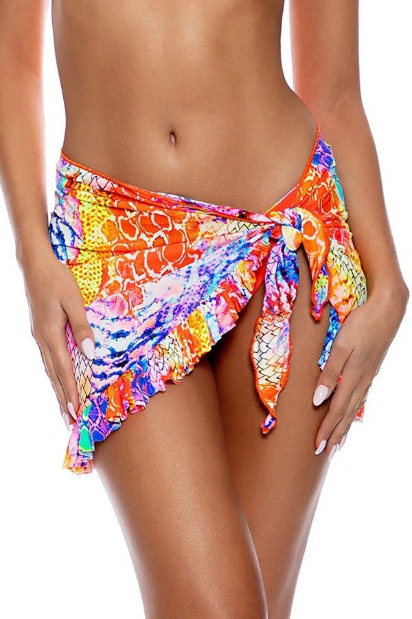 Luli Fama Dancing Queen Ruffle Sarong Mini Skirt