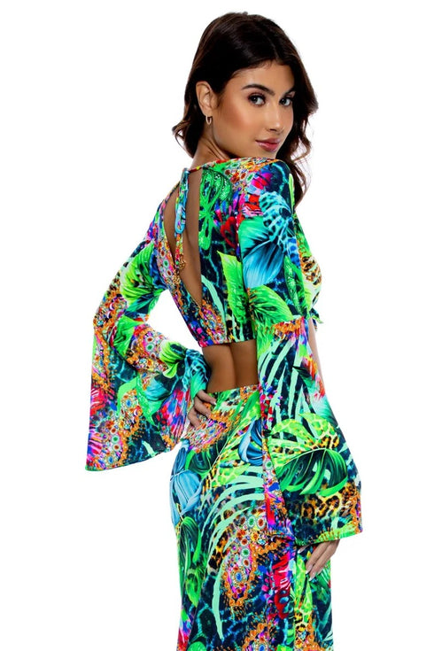 Luli Fama Luli'S Selva Bell Sleeve Crop Top