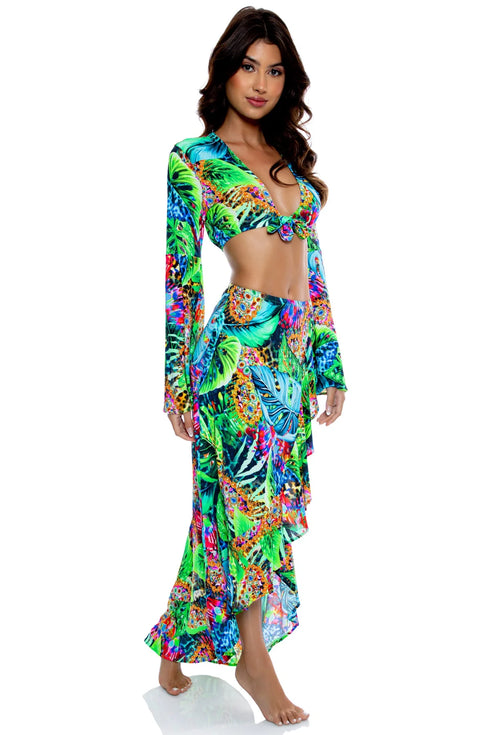 Luli Fama Luli'S Selva Bell Sleeve Crop Top