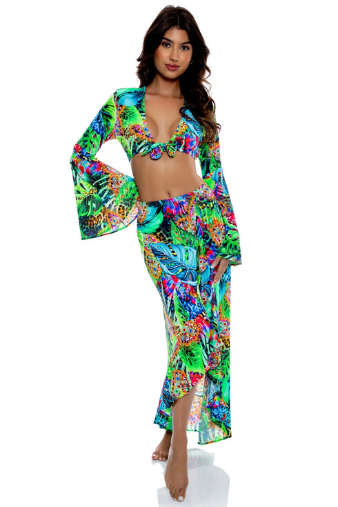 Luli Fama Luli'S Selva Bell Sleeve Crop Top