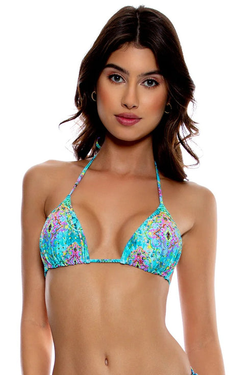 Luli Fama Ocean Breeze Crystallized Seamless Triangle Top