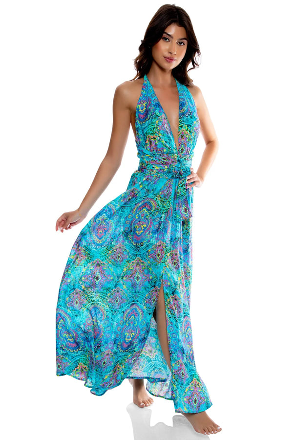 Luli Fama Ocean Breeze Convertible Maxi Dress