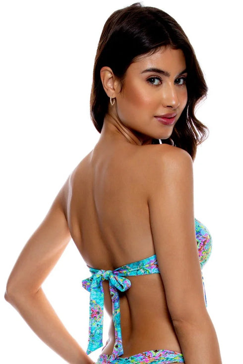 Luli Fama Ocean Breeze Knot Bow Bandeau Top