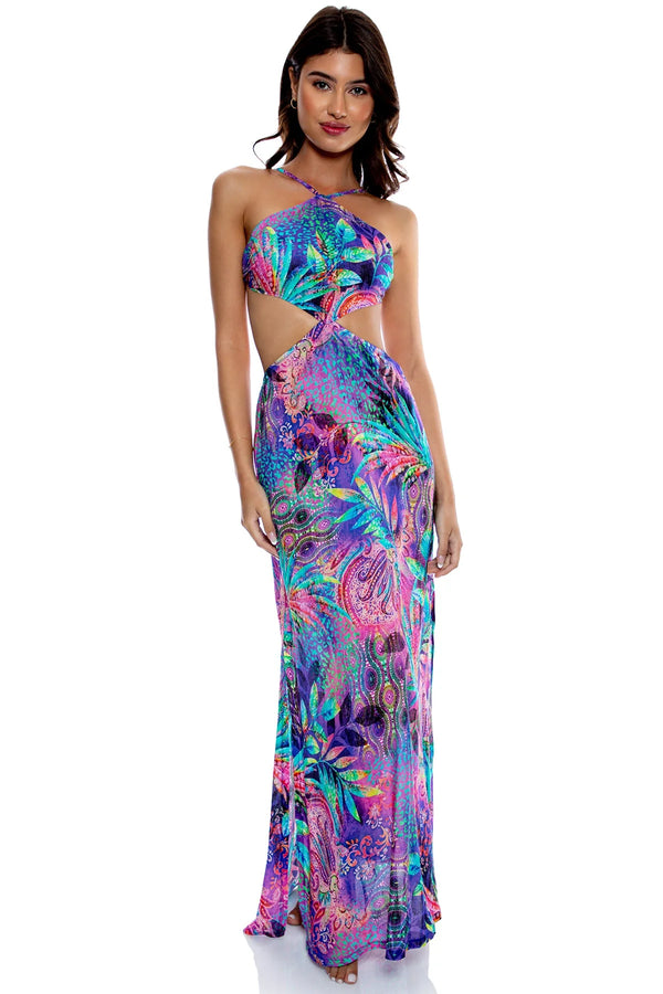Luli Fama Jungle Fever Cut Out Long Dress