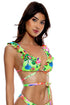 Luli Fama Luli Tropics Ruffle Deep V Wrap Triangle Top