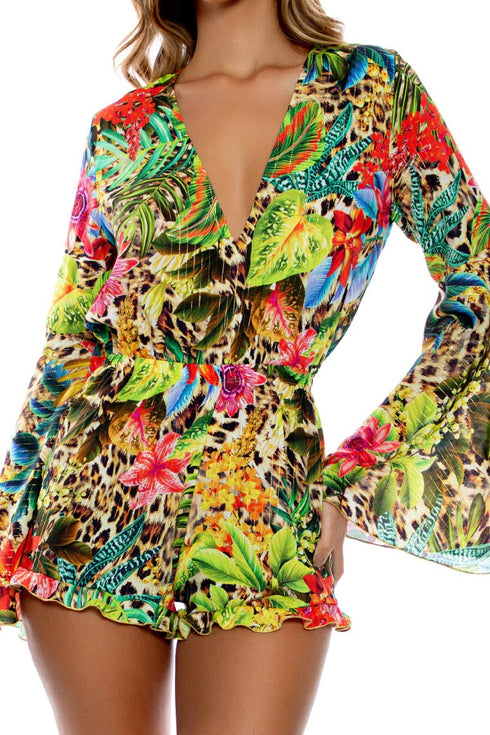 Luli Fama Lush Horizons Bell Sleeve Romper
