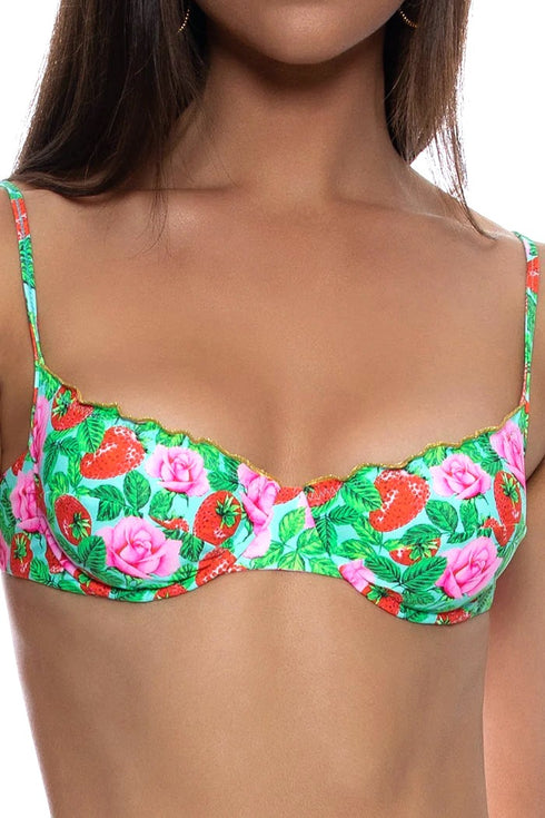 Luli Fama Strawberry Fields Wavy Luxe Stitch Minimal Balconette Top