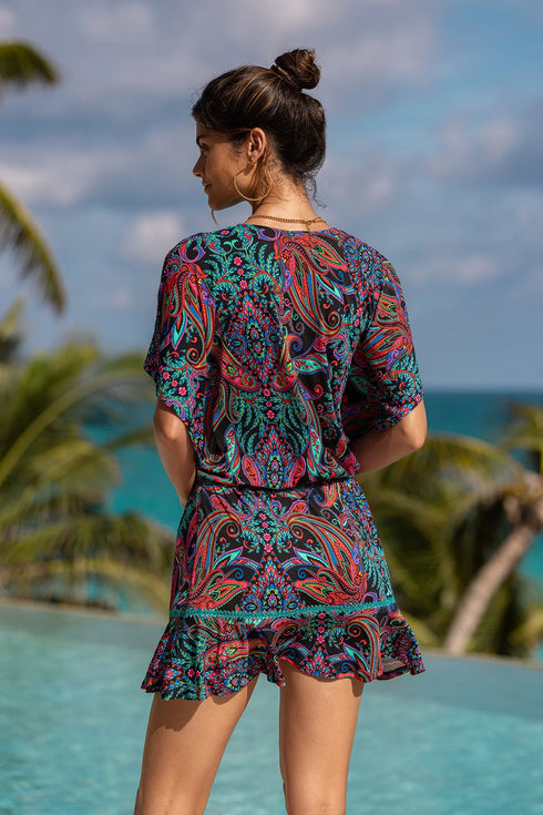 Luli Fama Que Linda Playera V-neck Ruffle Dress