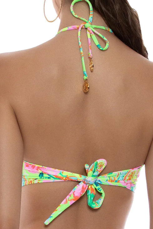 Luli Fama Hibiscus Dream Ring Drawstring Bandeau Top
