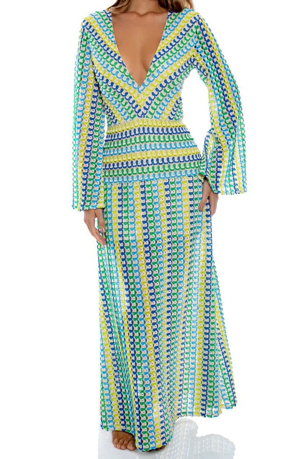 Luli Fama Island Blues Long Dress