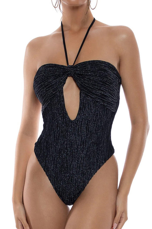Luli Fama Vibras Halter Keyhole Bandeau One Piece
