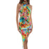 Luli Fama Birds Of Paradise Halter Neck Cut Out Asymmetric Midi Dress