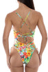 Luli Fama Birds Of Paradise Square Neck Laced Up One Piece