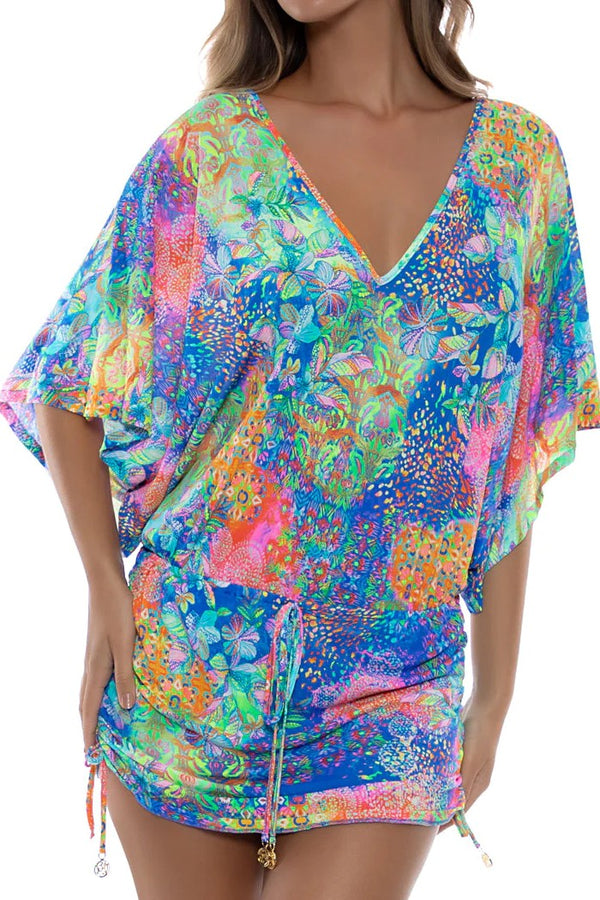 Luli Fama Deco Gardens Cabana V Neck Dress