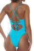 Luli Fama Wavy Baby Square Neck Laced Up One Piece
