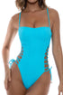 Luli Fama Wavy Baby Square Neck Laced Up One Piece
