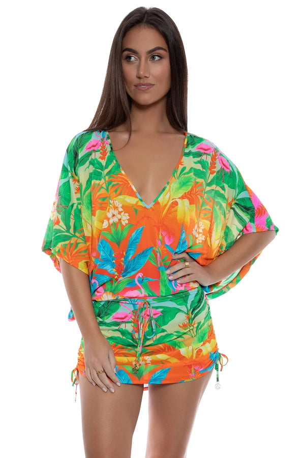 Luli Fama Palm Breeze Cabana V Neck Dress