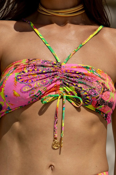 Luli Fama Vice City Drawstring Halter Top