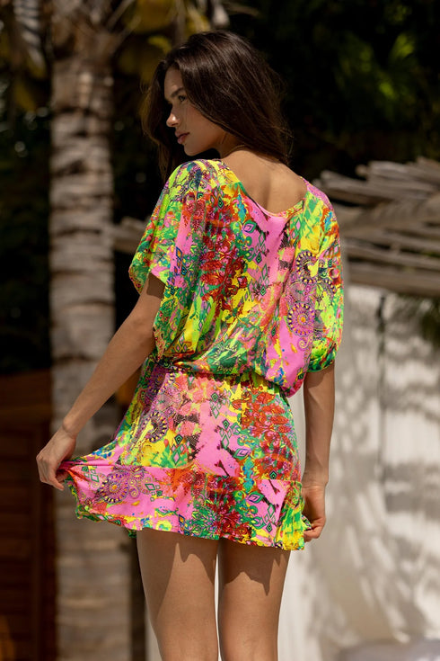 Luli Fama Vice City Playera V Neck Ruffle Dress