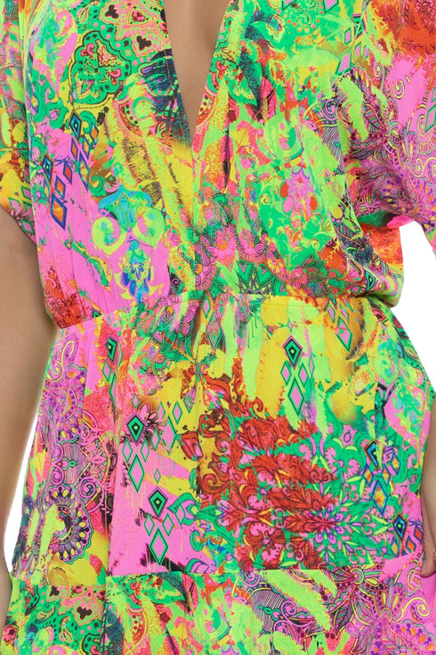 Luli Fama Vice City Playera V Neck Ruffle Dress