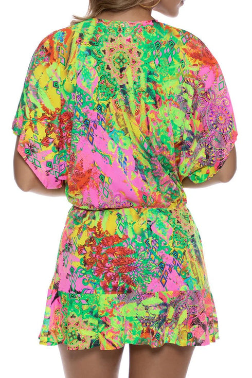 Luli Fama Vice City Playera V Neck Ruffle Dress