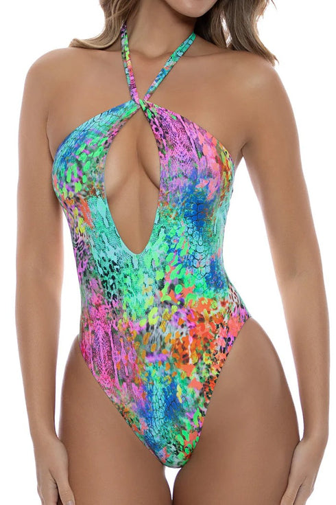 Luli Fama Miami Mystique Keyhole Halter One Piece
