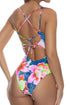 Luli Fama Tropical Illusions Tank Interlaced Open Side One Piece