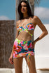 Luli Fama Tropical Illusions Scrunch Up Mini Skirt