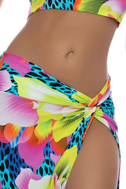 Luli Fama Tropical Illusions Twist Front Skirt