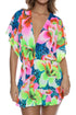 Luli Fama Tropical Illusions Playera V Neck Ruffle Dress