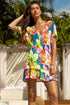 Luli Fama Tropical Illusions Playera V Neck Ruffle Dress