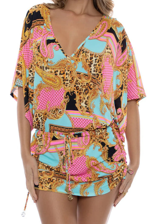 Luli Fama Miami Daydream Cabana V Neck Dress