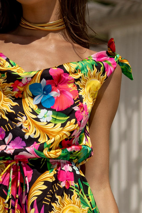 Luli Fama Love By The Sun Cowl Neck Short Dress